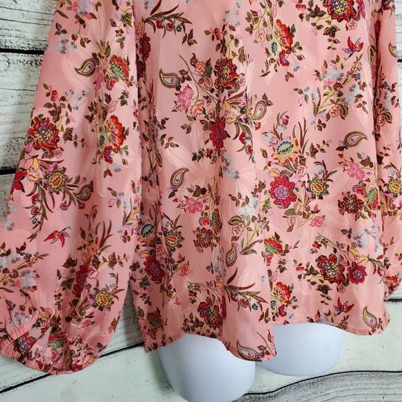 LOFT Petites Pink Floral Long Sleeve Blouse – Size MP - Picture 2 of 8